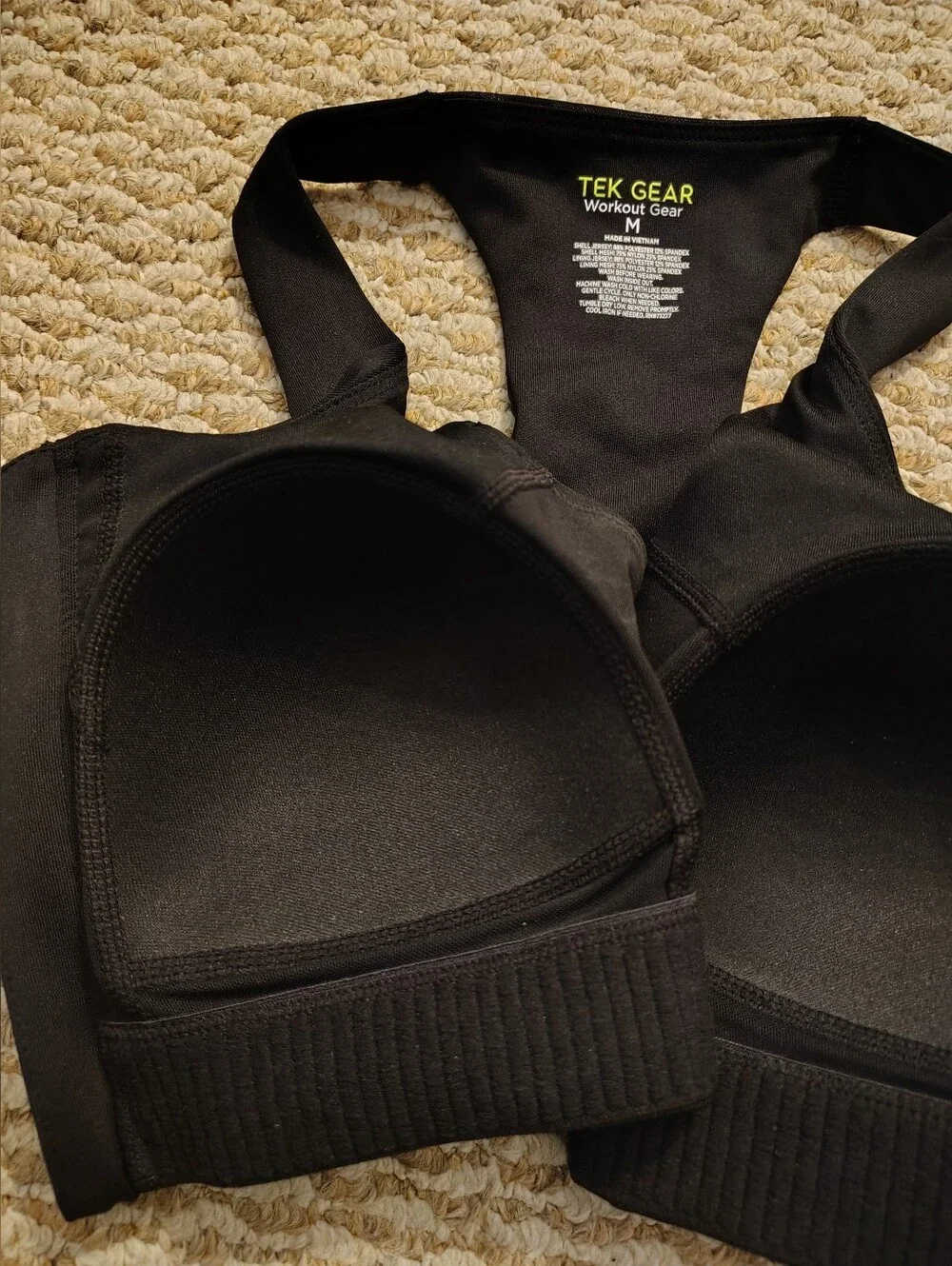 tek gear Black Front-Zip Racerback Sports Bra
